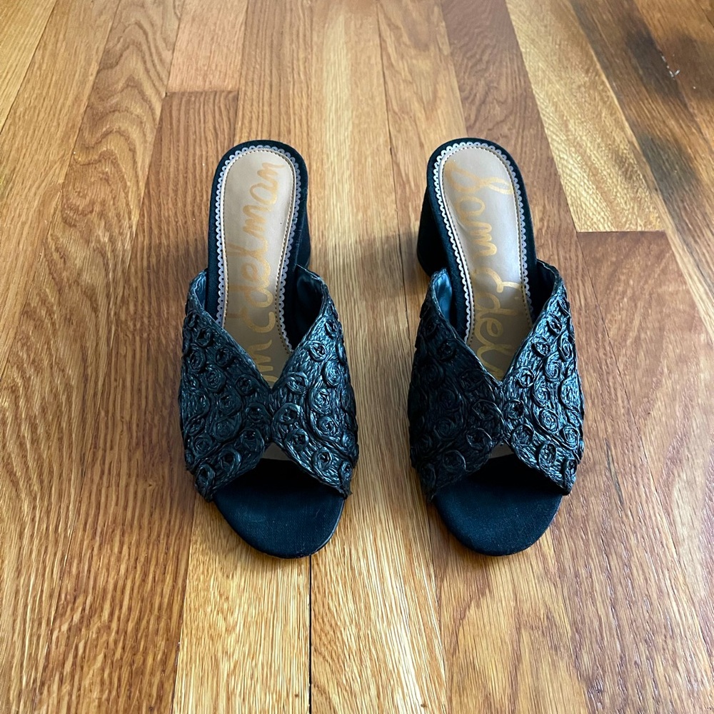 Sam Edelman rosebud heeled sandals - black